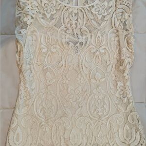 White House Black Market Cream Lace Blouse